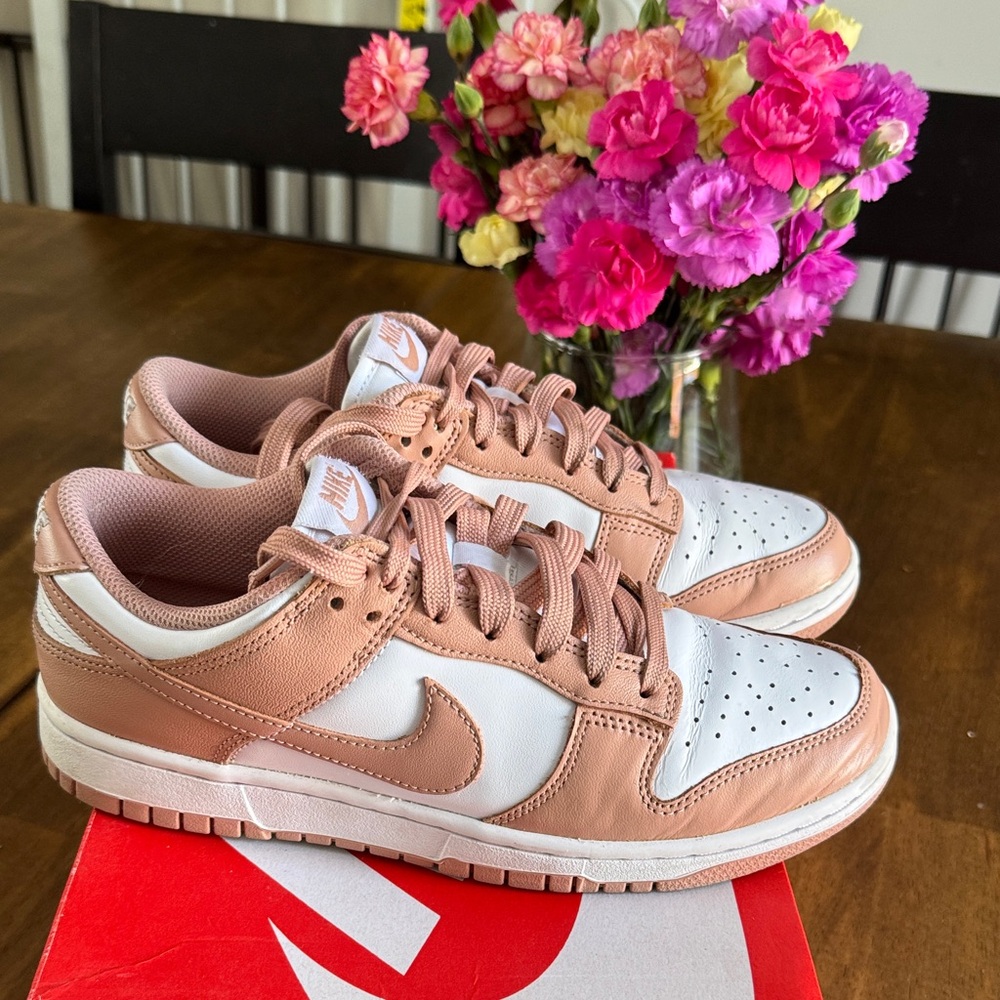 Nike Beige (peach side) and White Sneakers